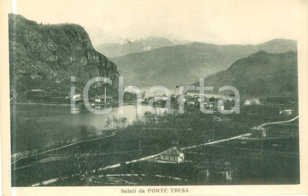 Cartolina originale da collezione 1928 PONTE TRESA SVIZZERA Panorama del paese Cartolina FP NV 1