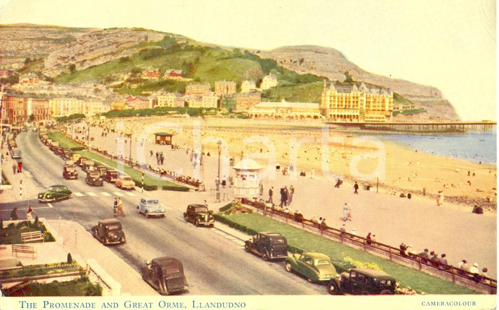 Cartolina originale da collezione 1955 LLANDUDNO UK The promenade and GREAT ORME Cartolina animata FP VG 1