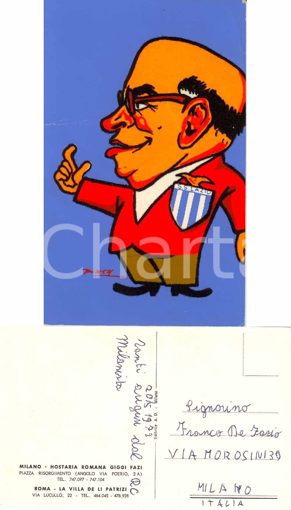 Cartolina originale da collezione 1972 MILANO Caricatura Giggi FAZI vignettista PUNCH Hostaria Romana Cartolina 1 1