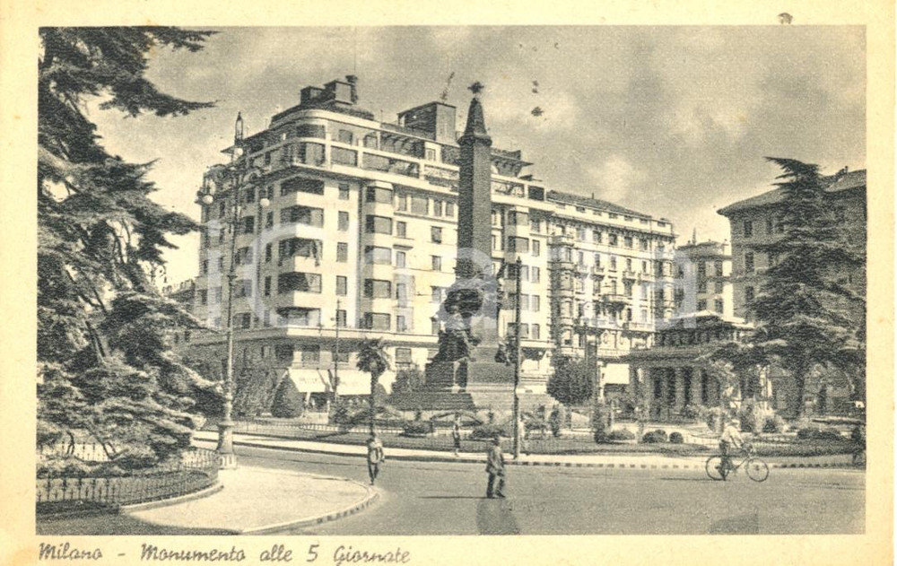 Cartolina originale da collezione 1943 MILANO Veduta Monumento alle 5 Giornate Cartolina animata FP VG 1