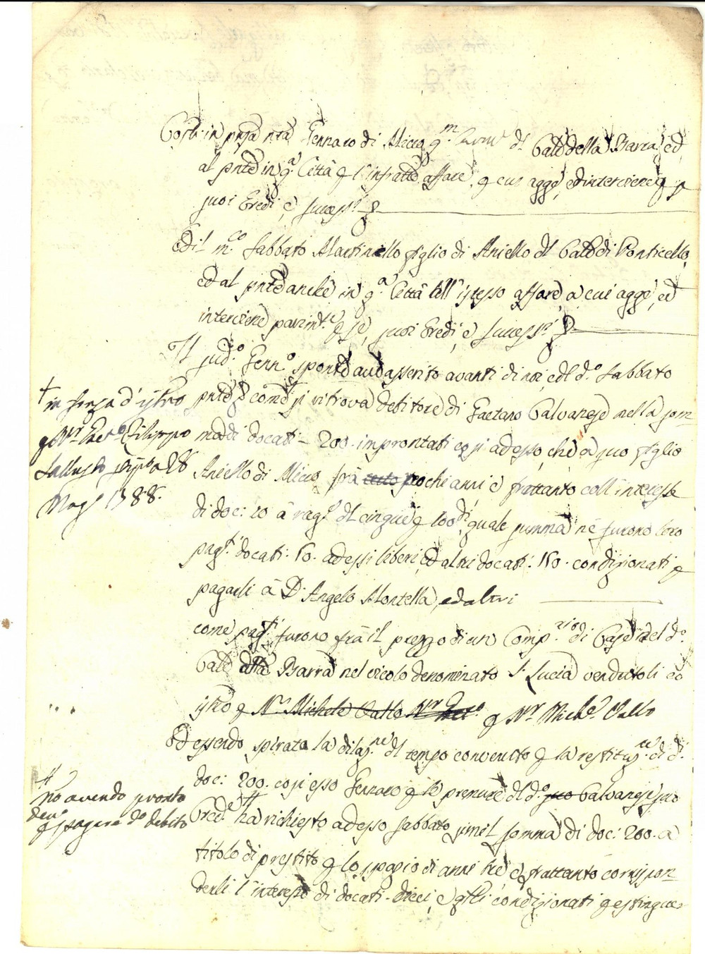 Documento originale, autentico 1792 NAPOLI BARRA Prestito di Gaetano GALVANESE a Gennaro DI MICCO Manoscritto 1