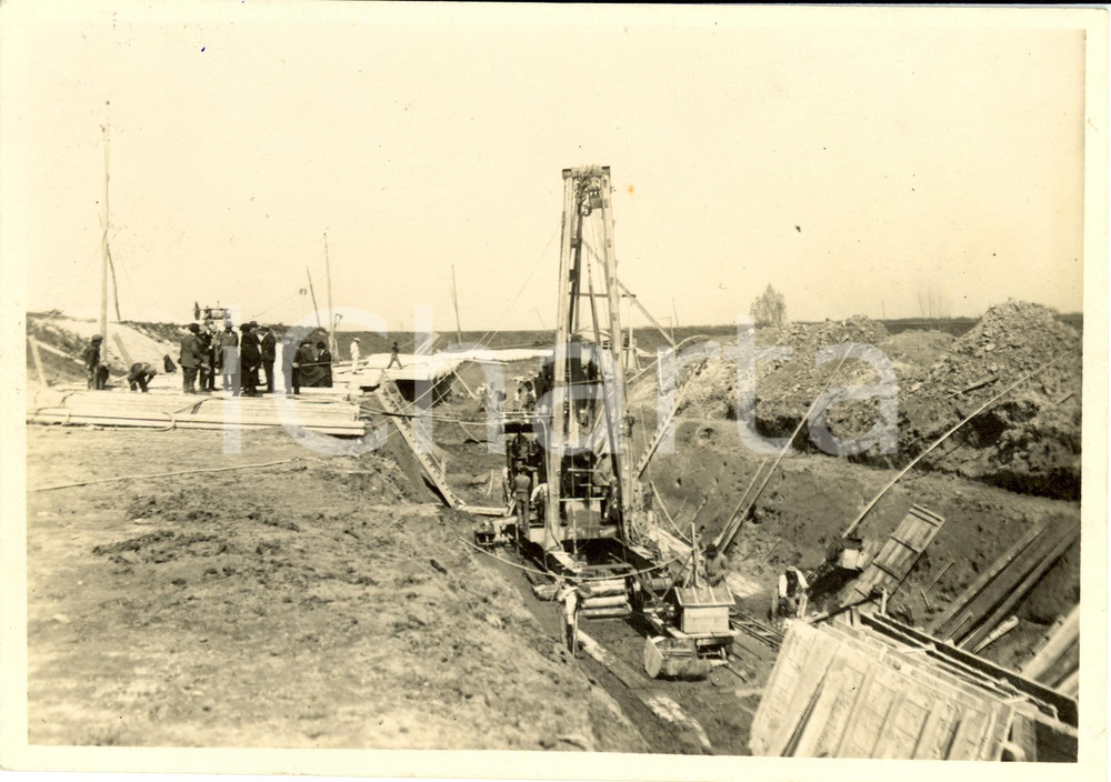 Fotografia d epoca originale 1930 ANGUILLARA VENETA PD MAREZZANA PORCARI DRIZZAGNO Difesa argine ADIGE Foto 1