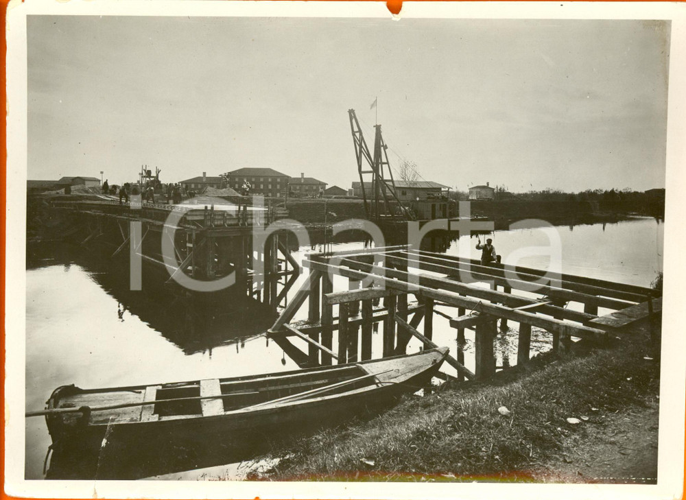 Fotografia d epoca originale 1936 CAVARZERE VE Frazioni  SAN PIETRO e DOLFINA Ponte su fiume GORZONE Foto 1