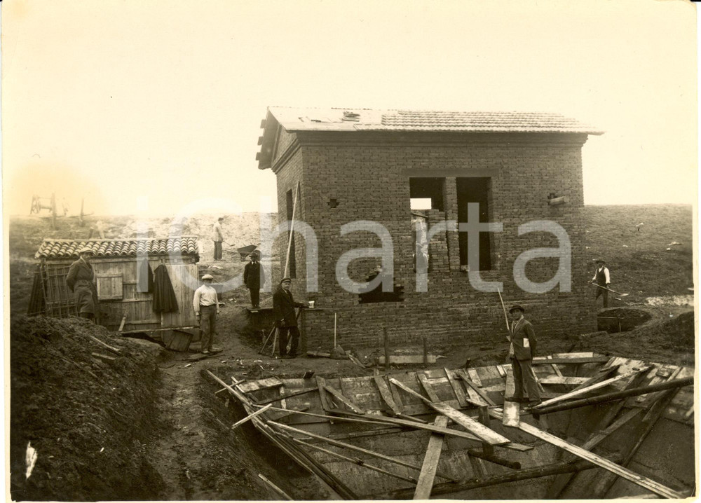 Fotografia d epoca originale 1929 PETTORAZZA RO Lavori costruzione impianto idrovoro Foto 1