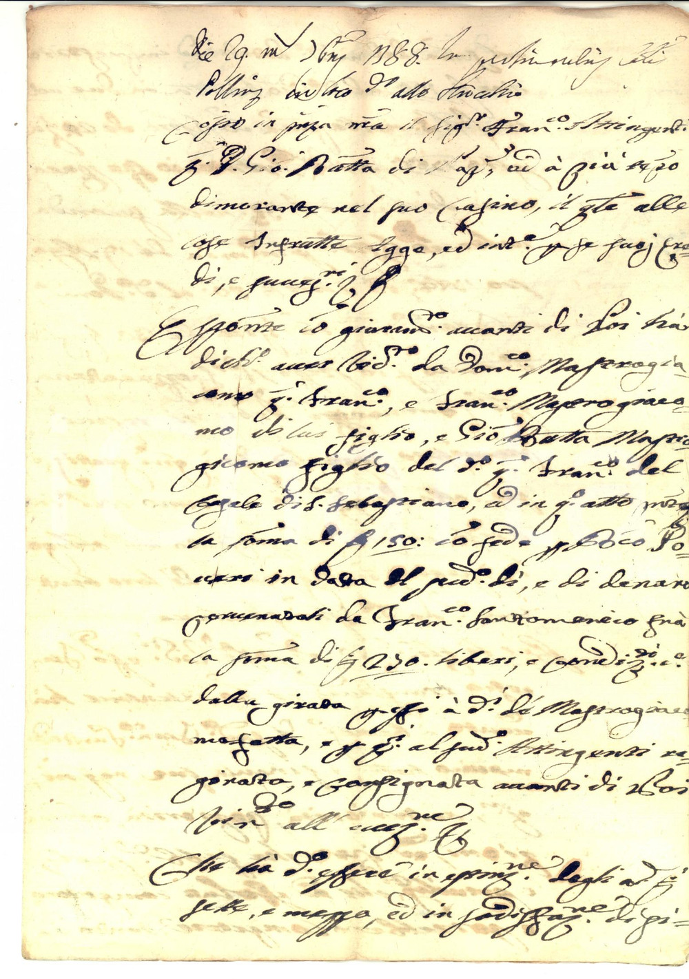 Documento originale, autentico 1788 NAPOLI Cessione di ragioni Francesco SANTODOMENICO pro MASTROGIACOMO 1
