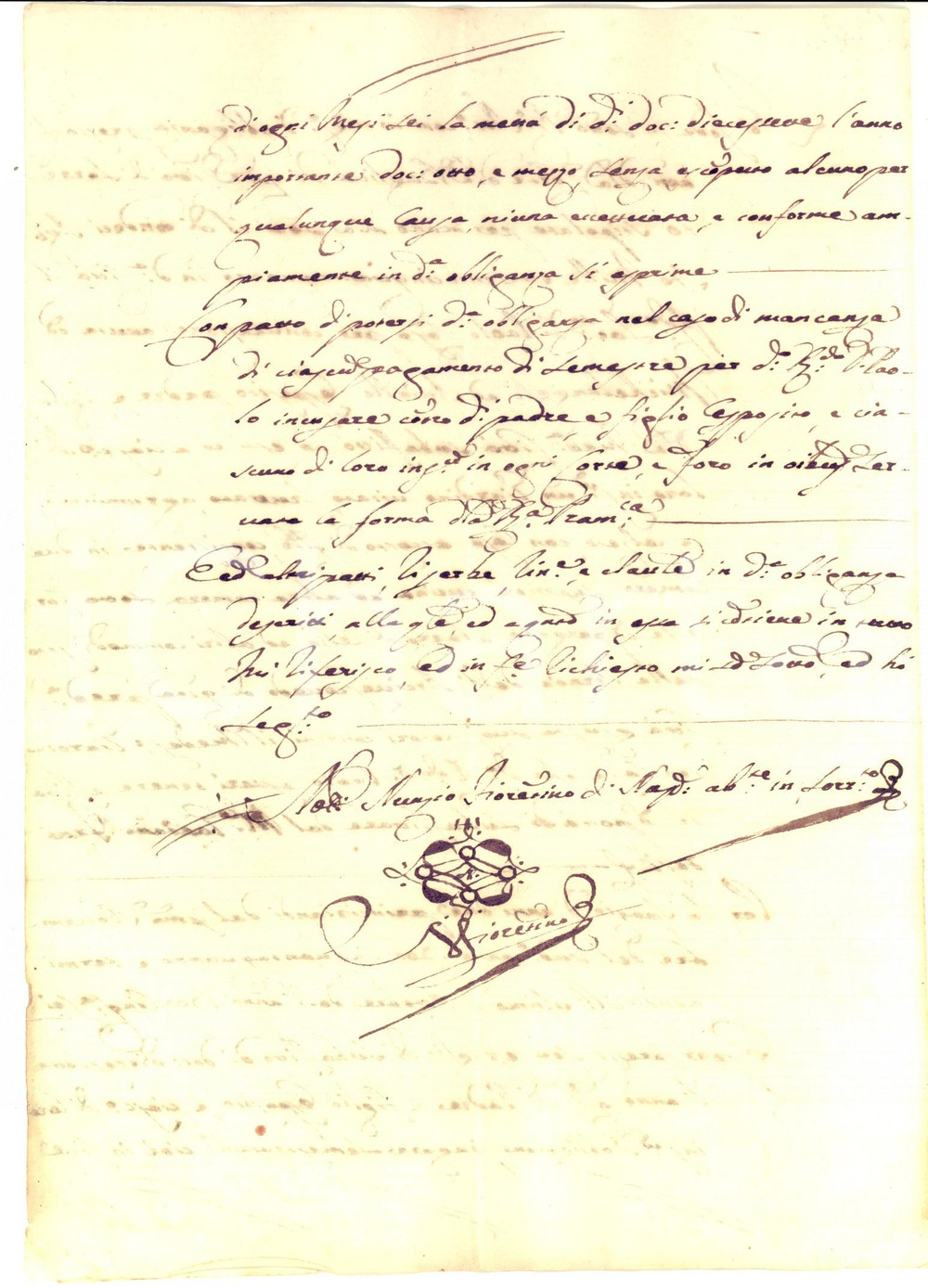 Documento originale, autentico 1754 SORRENTO NA Fede notaio Nunzio FIORENTINO su contratto Aniello ESPOSITO 1
