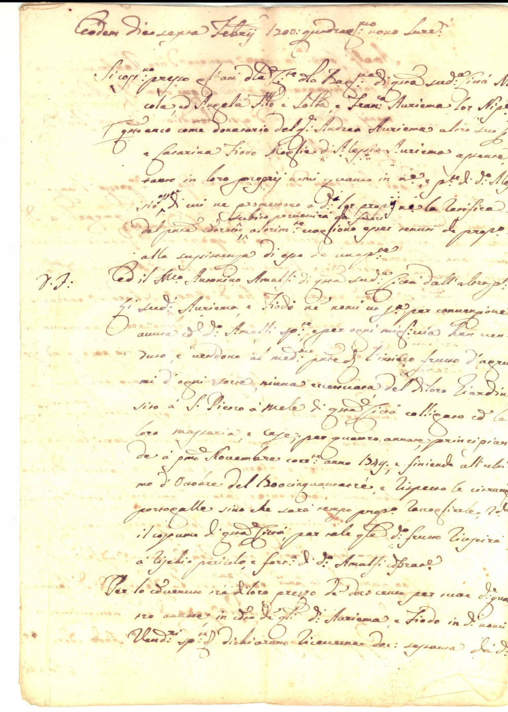 Documento originale, autentico 1749 SORRENTO SAN PIETRO A MELE Contratto Nicola AURIENNA per vendita agrumi 1