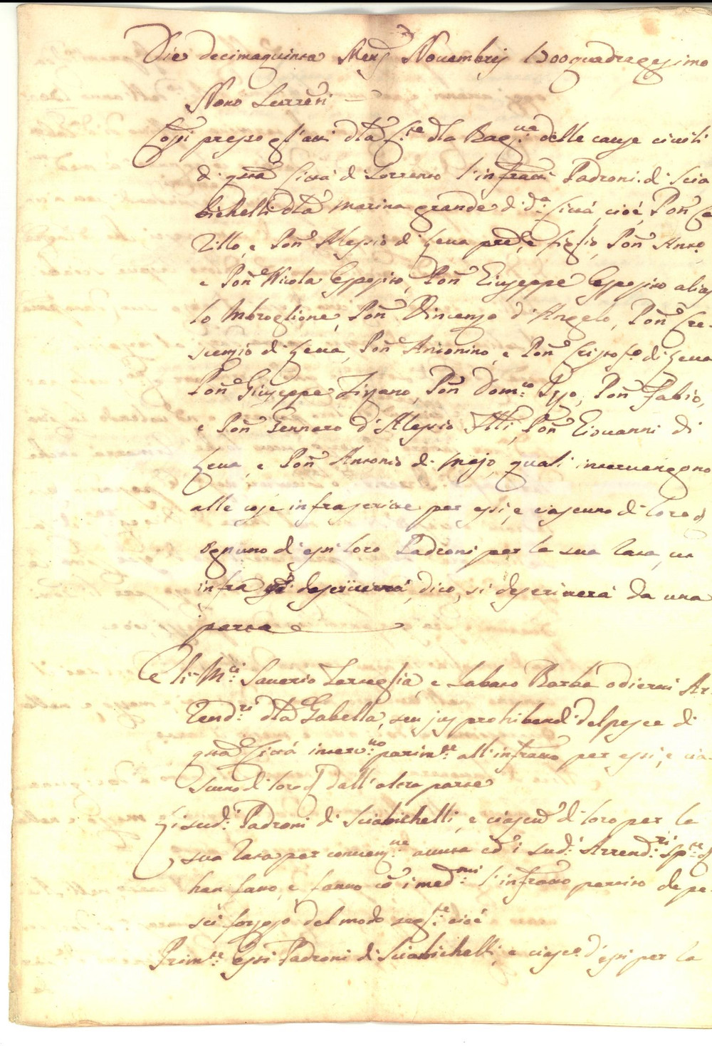 Documento originale, autentico 1749 SORRENTO NA Contratto tra Saverio TARTAGLIA e padroni di sciabichelli 1