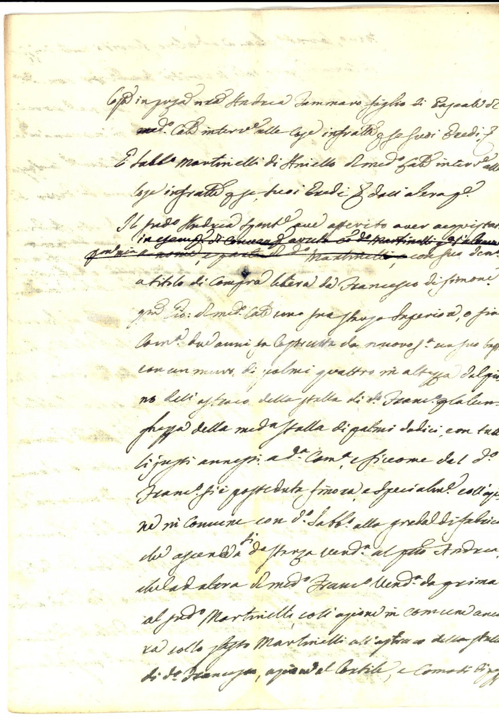 Documento originale, autentico 1801 NAPOLI Cessione casa con stalla a favore di Sabato MARTINELLI Manoscritto 1