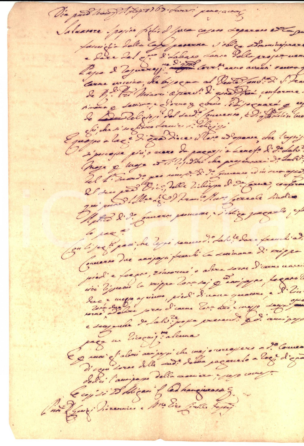 Documento originale, autentico 1767 SORRENTO NA Salvatore ESPOSITO fornisce carne a convento di SAN FRANCESCO 1