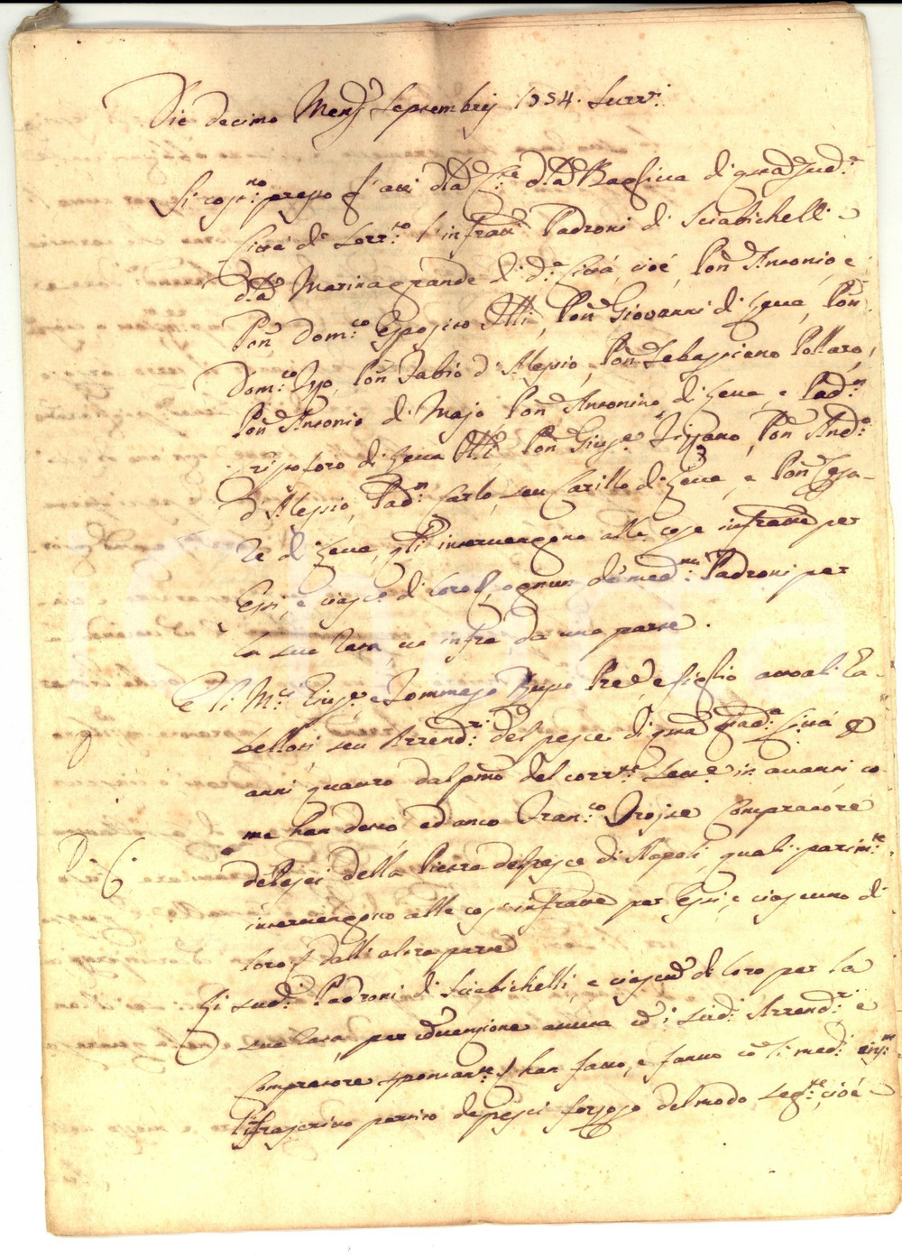 Documento originale, autentico 1754 SORRENTO NA Padroni di sciabichelli vendono il pesce a Francesco TROISE 1