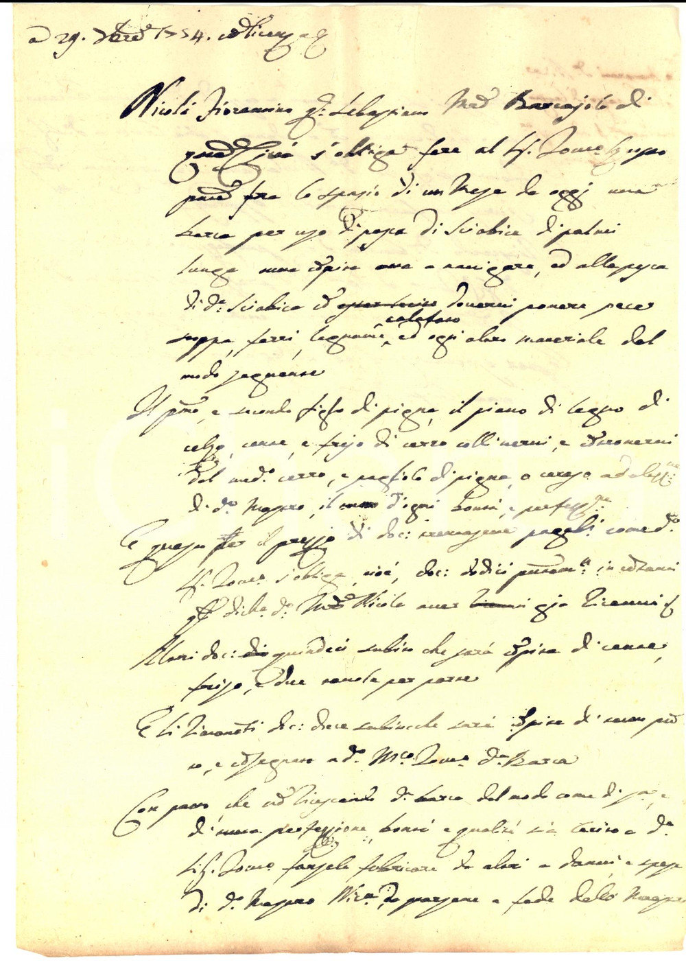 Documento originale, autentico 1754 NAPOLI Nicola FIORENTINO costruisce barca per pesca alla sciabica 1