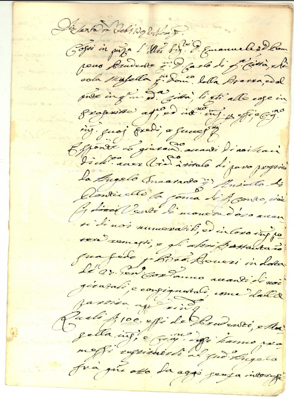 Documento originale, autentico 1792 NAPOLI Prestito di Angelo INCARNATO a Emanuele PRUDENTE e Nicola MUSELLA 1