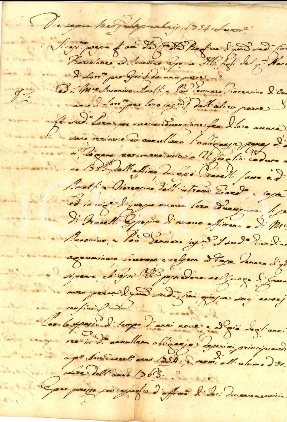 Documento originale, autentico 1754 SORRENTO NA Bartolomeo e Antonino ESPOSITO affittano giardino agrumato 1