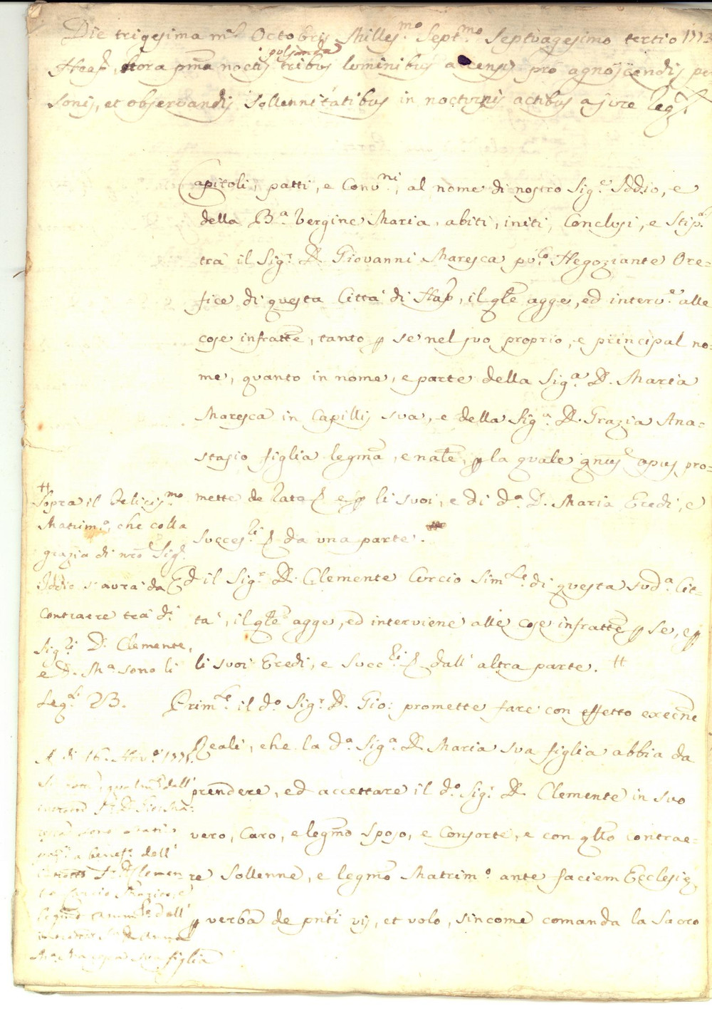 Documento originale, autentico 1773 NAPOLI Contratto di matrimonio e dote di Maria MARESCA Manoscritto 34 pp. 1