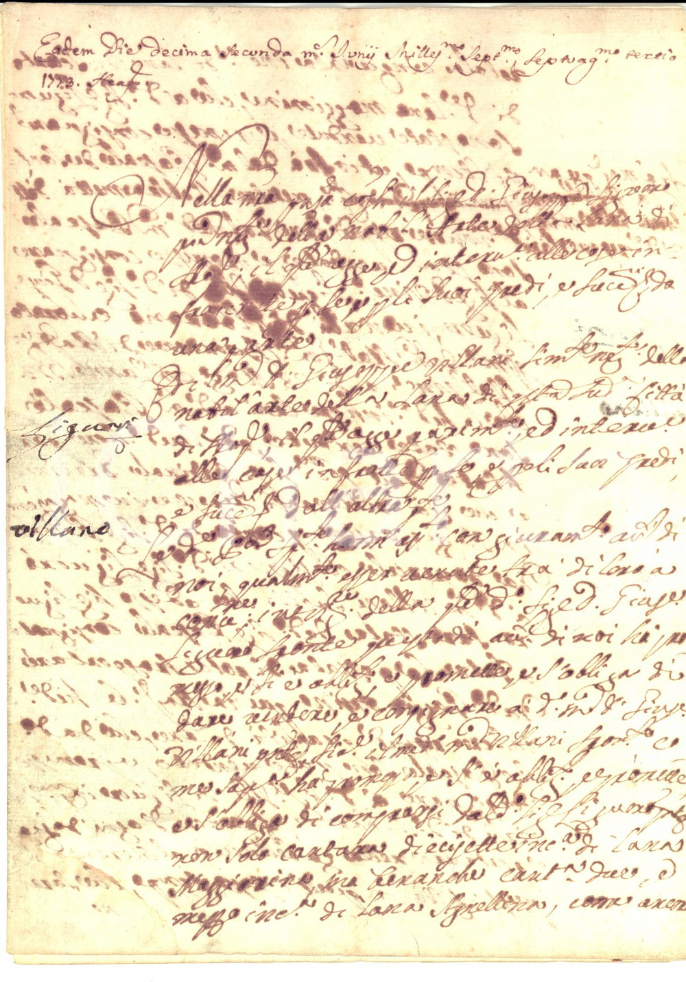 Documento originale, autentico 1773 NAPOLI Giuseppe LIGUORO vende lana agnellina a Giuseppe VILLANI Manoscritto 1