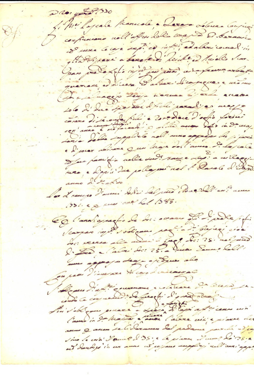 Documento originale, autentico 1770 SORRENTO Pasquale MANUELE affitta terre a Michele e Aniello SCARPATO 1