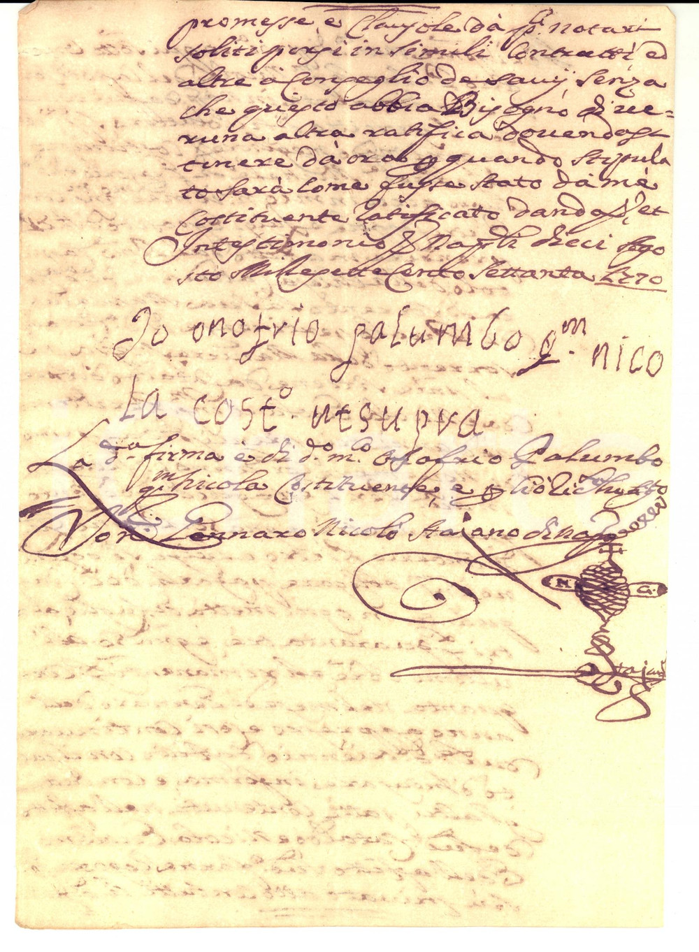 Documento originale, autentico 1770 SORRENTO Onofrio PALUMBO affitta masseria del Capitolo della Cattedrale 1