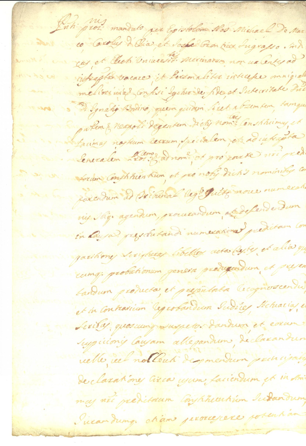 Documento originale, autentico 1733 UniversitÃ  di MESSINA Procura sindaci Carlo D ELIA e Michele DE MARCO 1