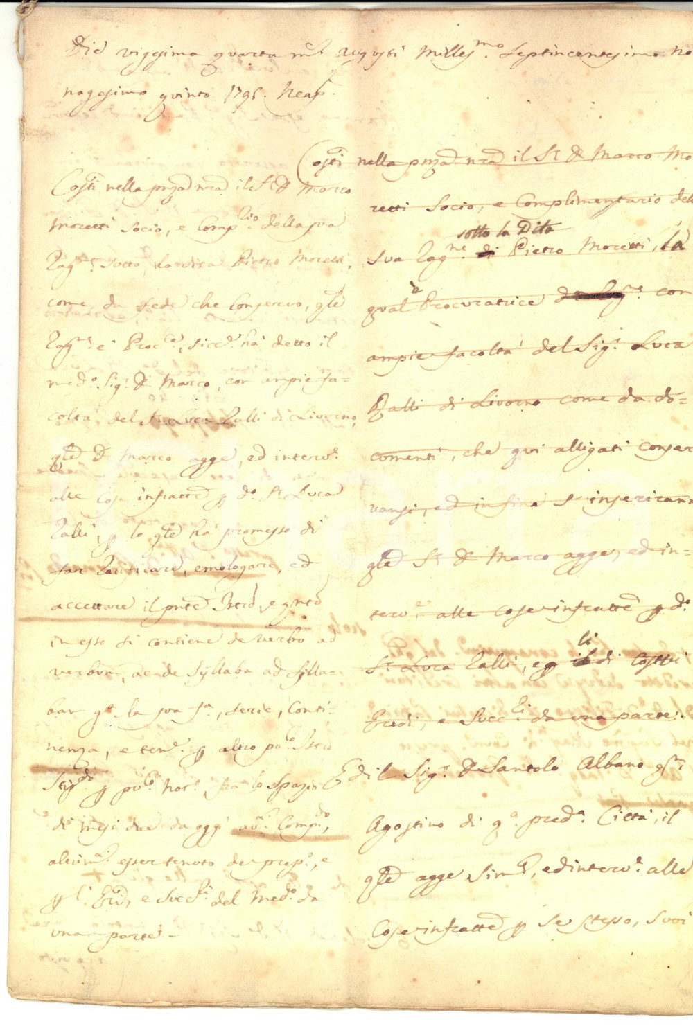 Documento originale, autentico 1795 NAPOLI Debiti di Santolo ALBANO verso Luca RALLI mercante livornese 1