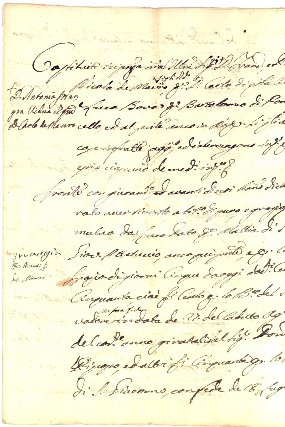 Documento originale, autentico 1796 NAPOLI SAN GIOVANNI A TEDUCCIO Prestito di Luca DATO a Nicola DE MAURO 1