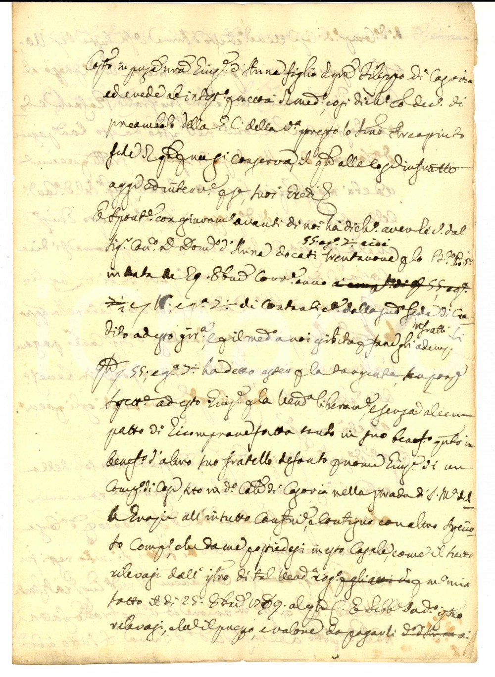 Documento originale, autentico 1796 CASORIA NA Giuseppe STRINA vende casa al canonico Domenico D ANNA 1