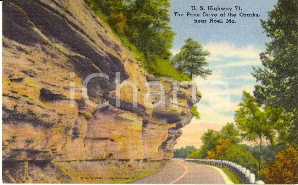 Cartolina originale da collezione 1930 ca NOEL, MISSOURI USA Highway 71 Prize Drive of the OZARKS Postcard FP NV 1