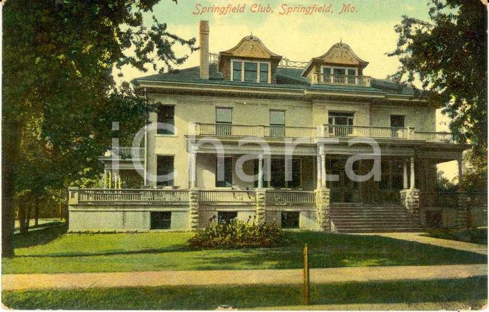 Cartolina originale da collezione 1940 SPRINGFIELD, MISSOURI USA Facciata dello SPRINGFIELD Club Cartolina FP VG 1