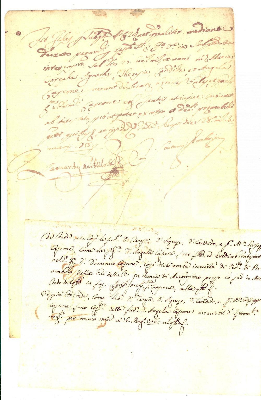 Documento originale, autentico 1755 NAPOLI Fede notarile su ereditÃ  delle sorelle CASCONE Manoscritto 1