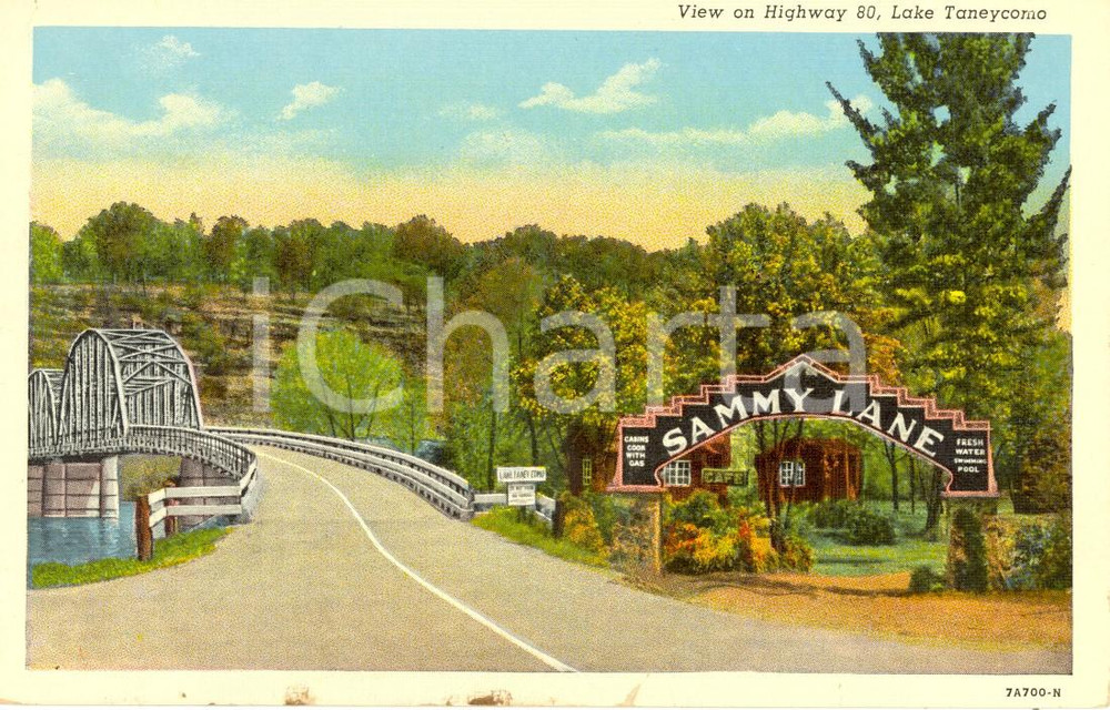 Cartolina originale da collezione 1950 ca BRANSON, MISSOURI USA L ingresso del SAMMY LANE Cartolina FP NV 1