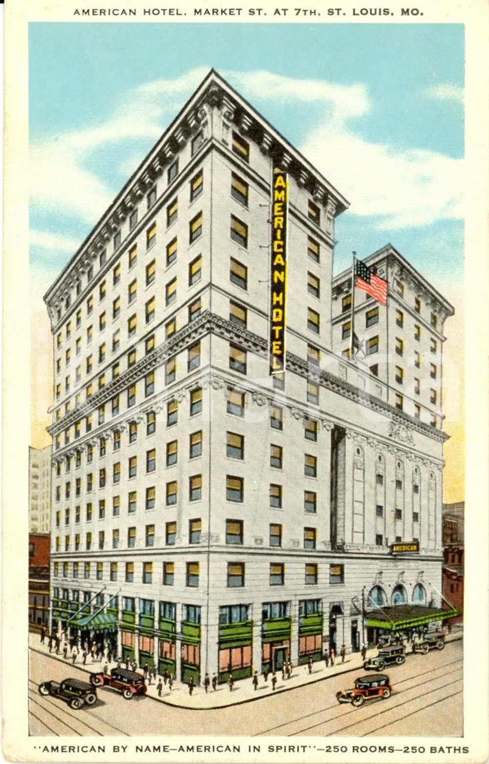 Cartolina originale da collezione 1940 ca SAINT LOUIS, MISSOURI USA AMERICAN Hotel Cartolina ILLUSTRATA FP NV 1