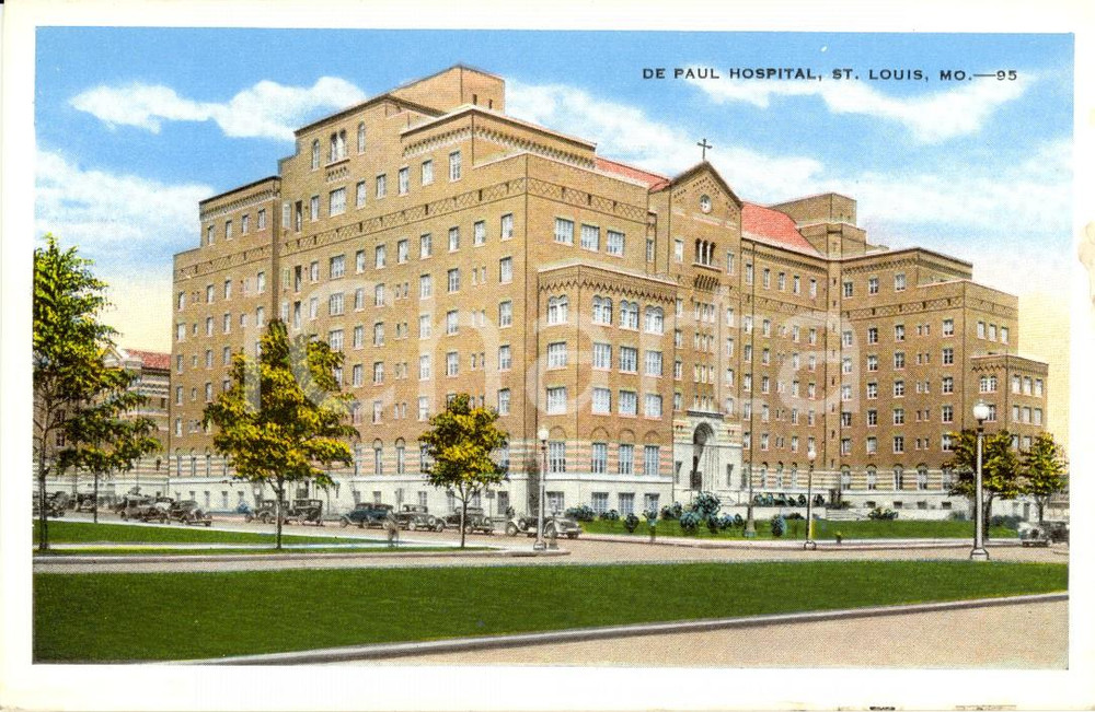 Cartolina originale da collezione 1950 ca SAINT LOUIS, MISSOURI USA DE PAUL Hospital Postcard FP NV 1
