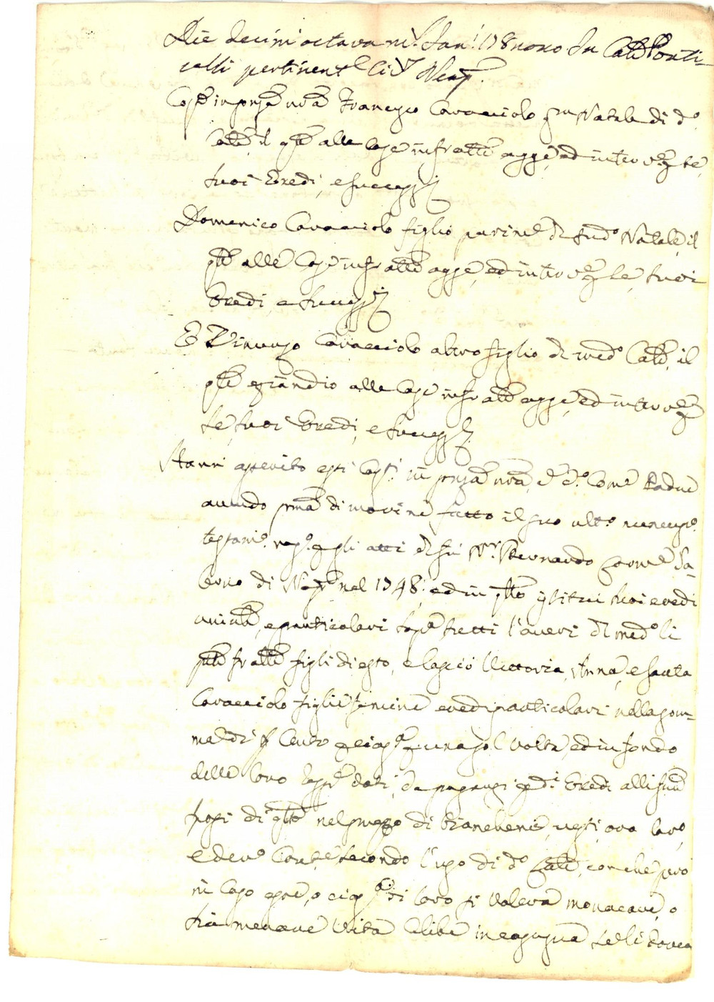 Documento originale, autentico 1789 NAPOLI Divisione ereditaria sulla casa del defunto Natale CARACCIOLO 1