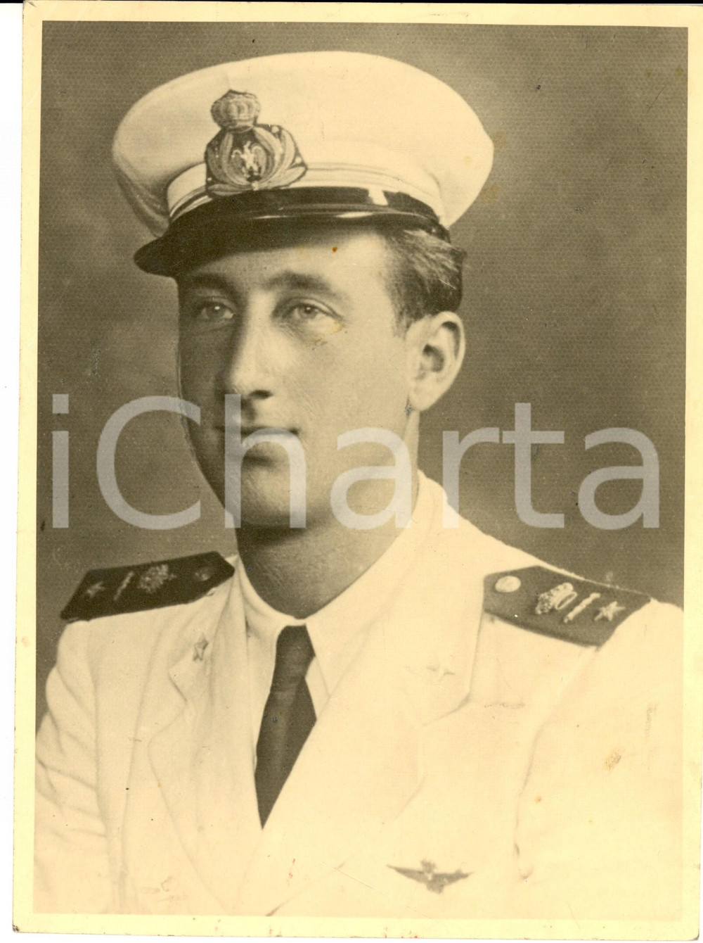 Fotografia d epoca originale 1940 ca REGIA MARINA Ritratto di giovane ufficiale Fotografia 18x24 cm 1