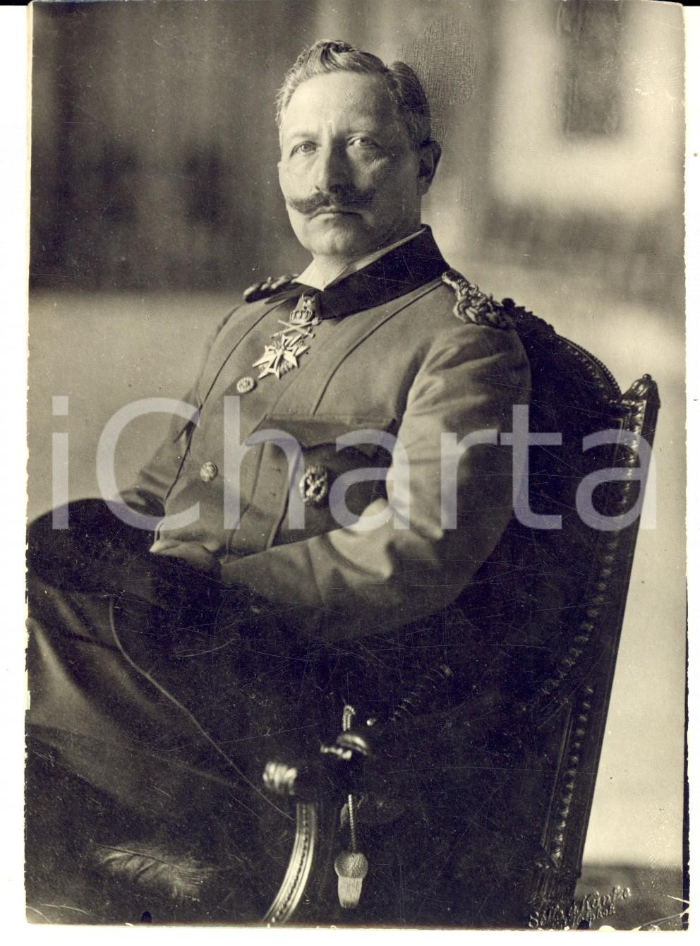 Fotografia d epoca originale 1918 GERMANIA Guglielmo II di PRUSSIA pronto all abdicazione Foto riproduzione 1