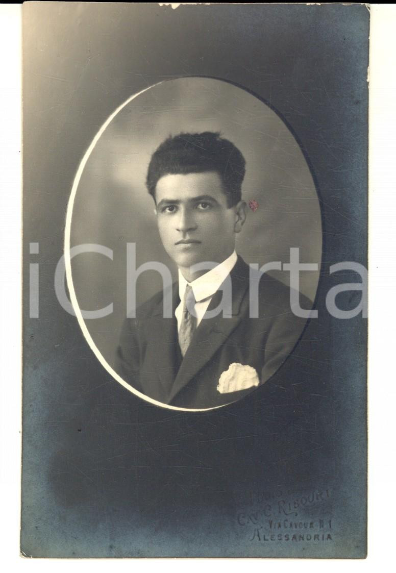 Fotografia d epoca originale 1926 ALESSANDRIA Ritratto del giovane Vincenzo Foto cartolina cav. RIBOURT 1