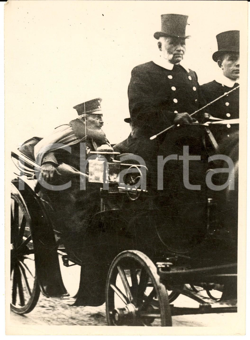 Fotografia d epoca originale 1920 ca GERMANIA Guglielmo II di PRUSSIA sul suo calesse Foto riproduzione 1