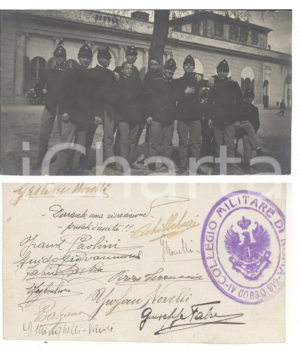 Fotografia d epoca originale 1912 ROMA Collegio Militare IV Corso  Commilitoni durante una ricreazione Foto 1