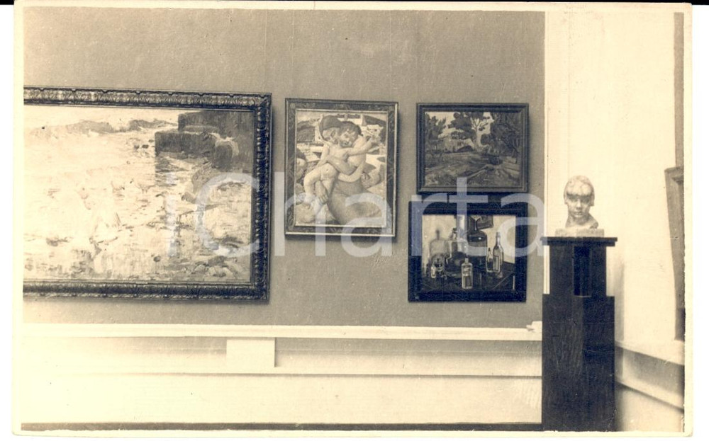 Fotografia d epoca originale 1930 ca MILANO ? Mostra d Arte  Veduta sala espositiva Cartolina FP VG 1