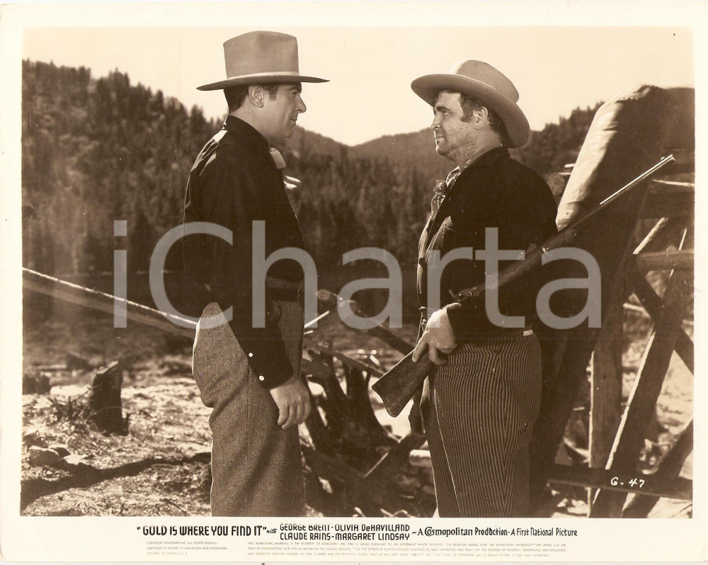 Fotografia d epoca originale 1938 GOLD IS WHERE YOU FIND IT George BRENT Barton MacLANE Movie Photo 1