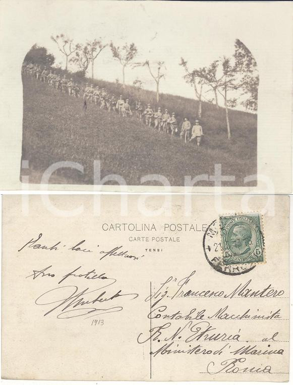 Fotografia d epoca originale 1913 WW1 GRANDI MANOVRE Umberto MANTERO tra i commilitoni in schieramento FP VG 1