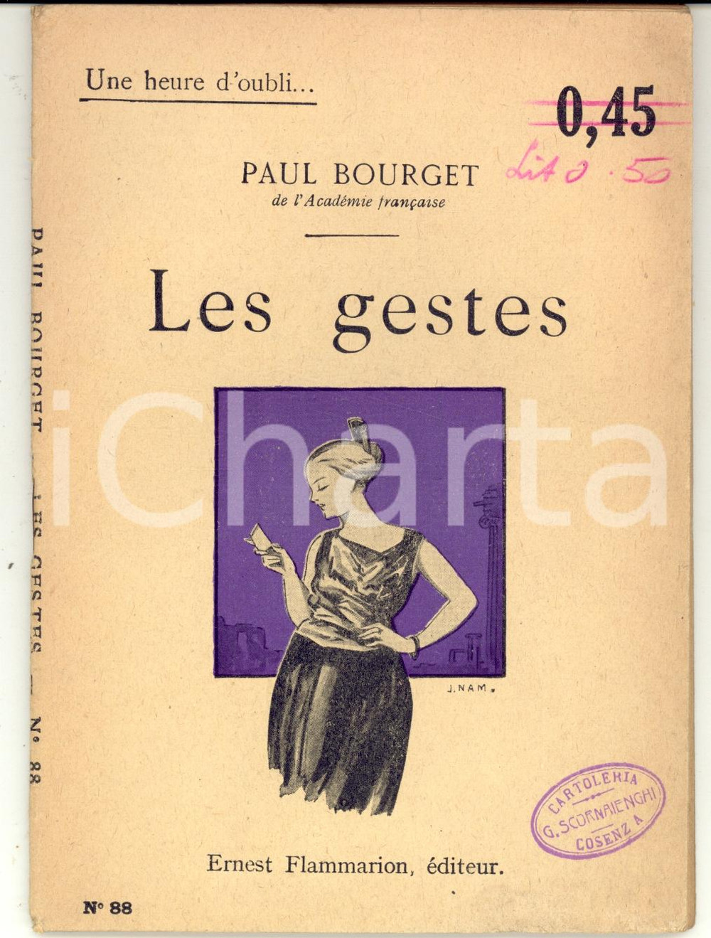 Libro, pubblicazione d epoca 1920 ca Paul BOURGET Les gestes Ed. Ernest FLAMMARION Une heure d oubli 1