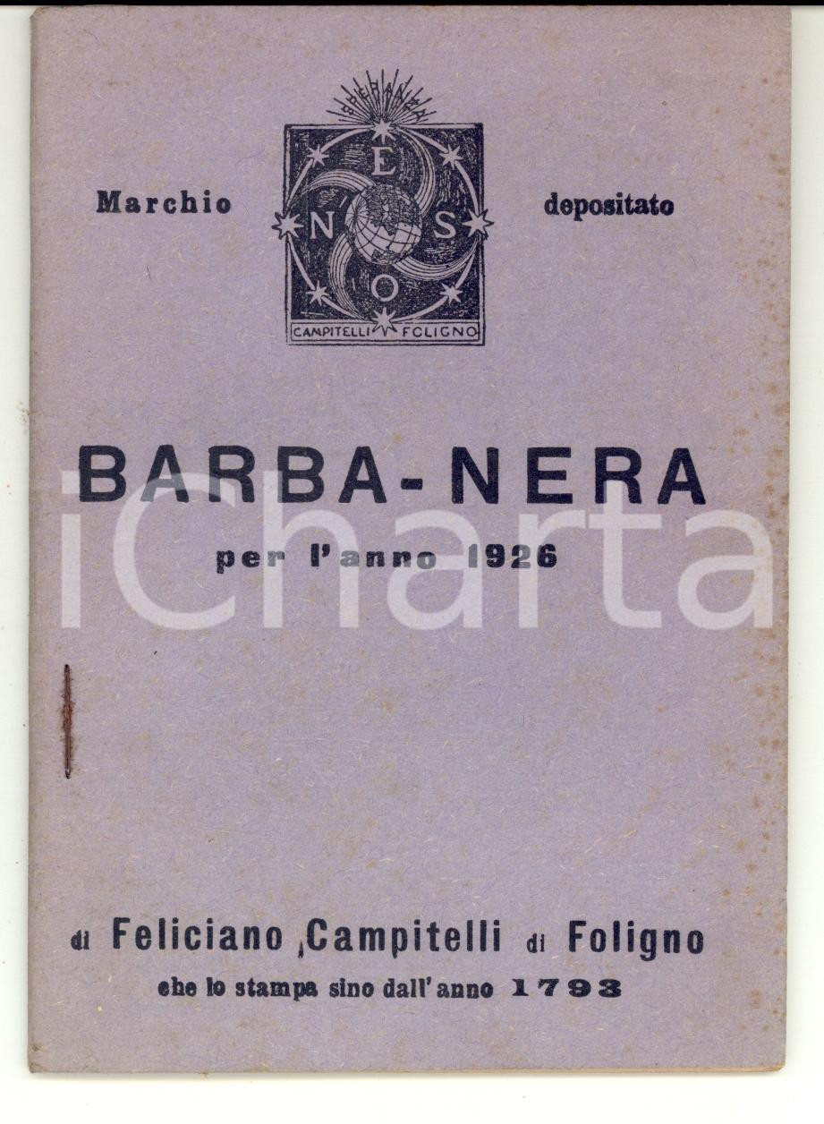 Oggetto da collezione cartaceo 1926 FOLIGNO Lunario BARBANERA Ed. Feliciano CAMPITELLI 1