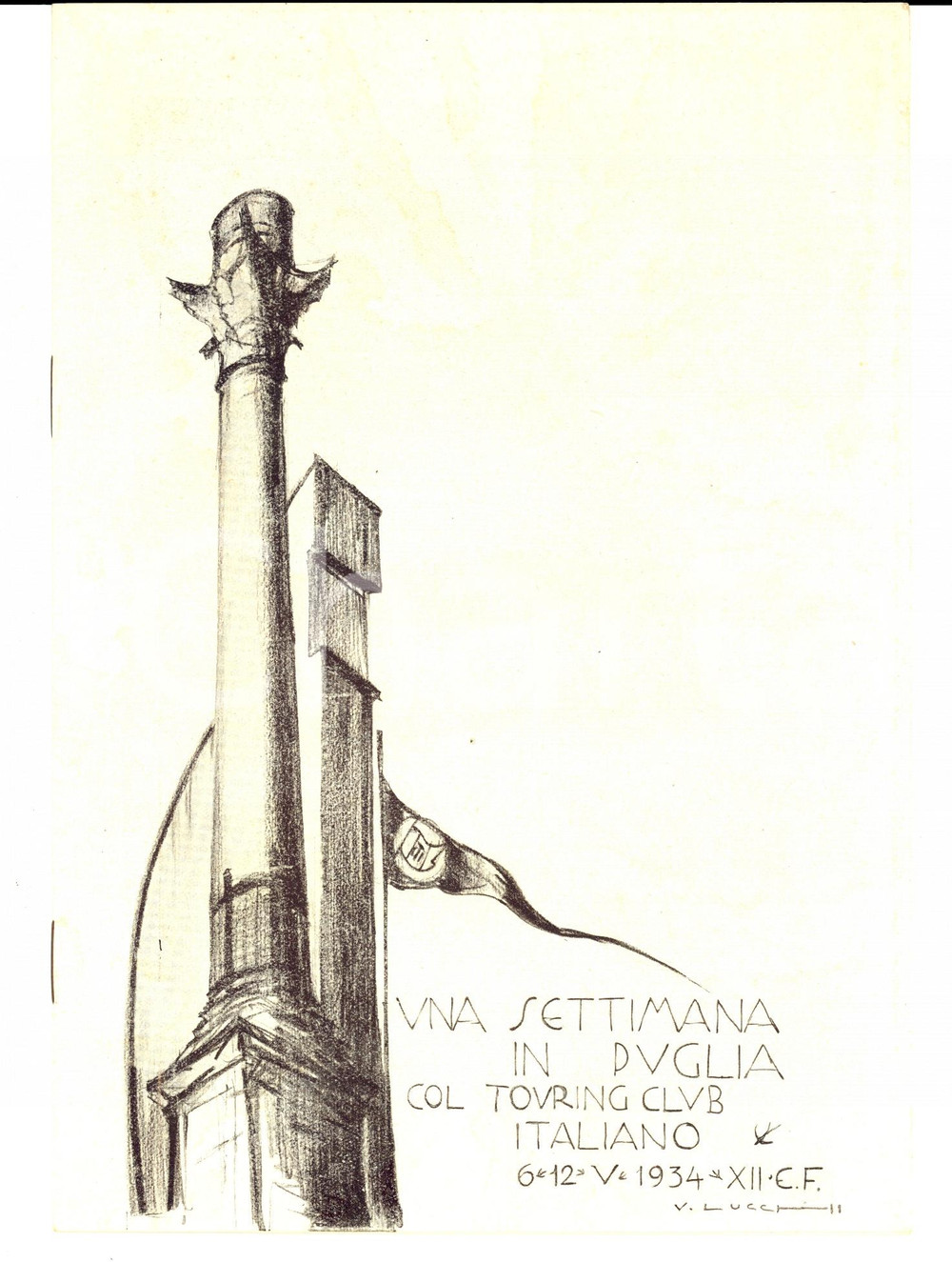 Materiale pubblicitario d’epoca 1934 TOURING CLUB ITALIANO Una settimana in Puglia Opuscolo gita 1