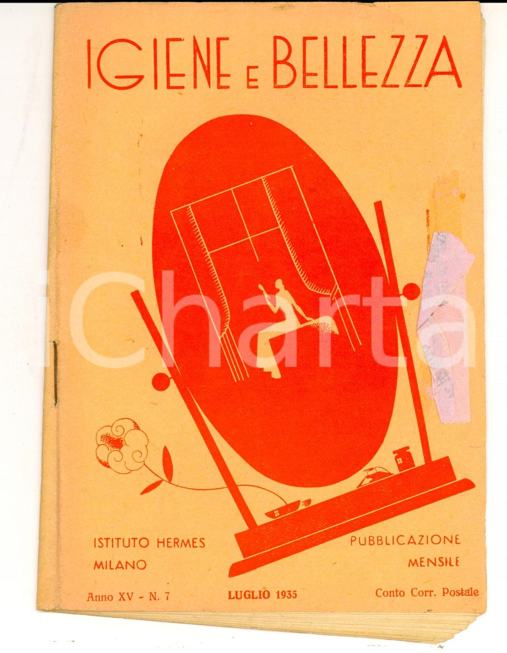 Giornale, rivista storica 1935 MILANO Istituto HERMES Igiene e bellezza Rivista Anno XV n° 7 1