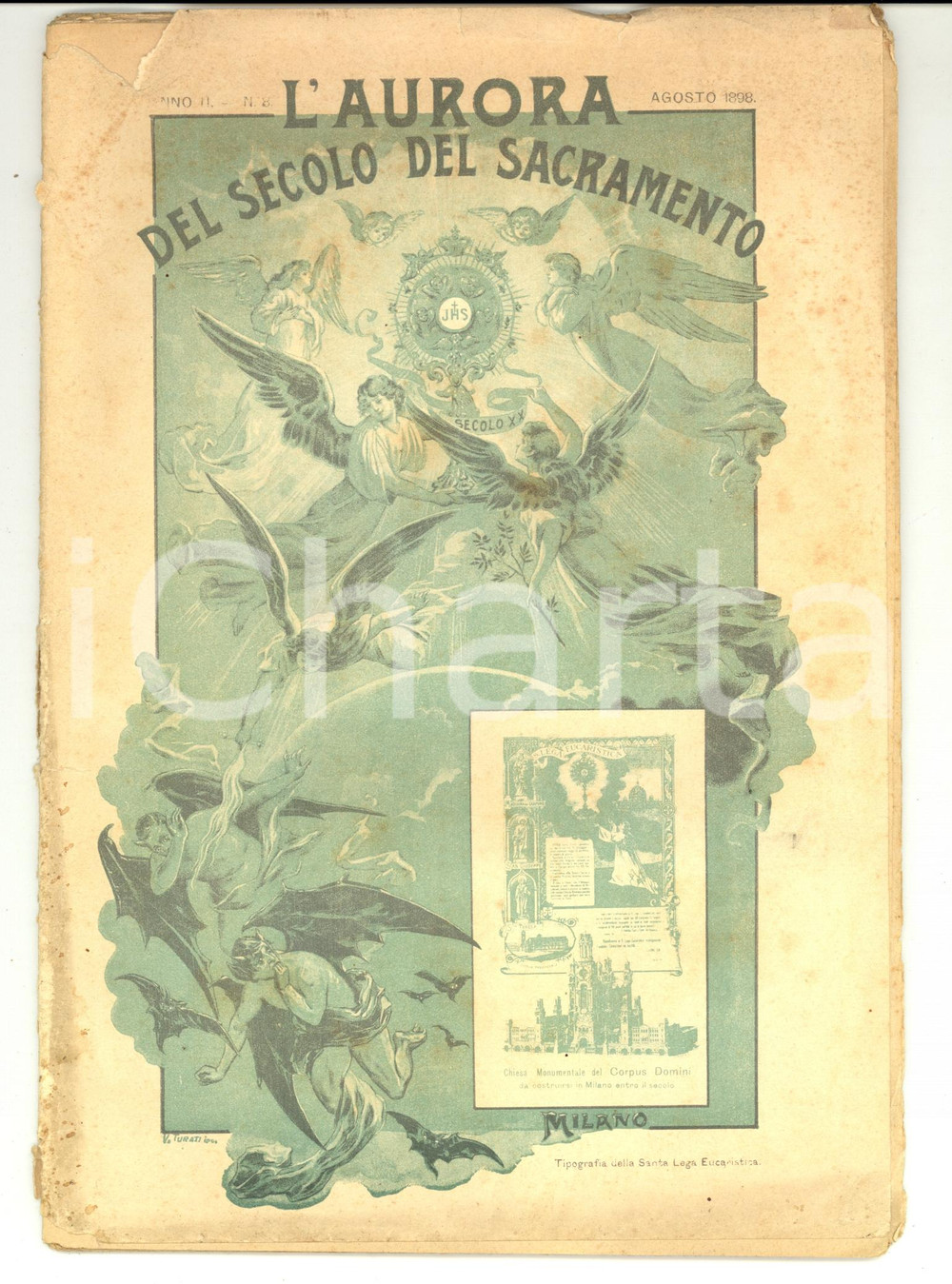 Giornale, rivista storica 1898 MILANO L aurora del secolo del sacramento Rivista ILLUSTRATA nÂ° 8 1