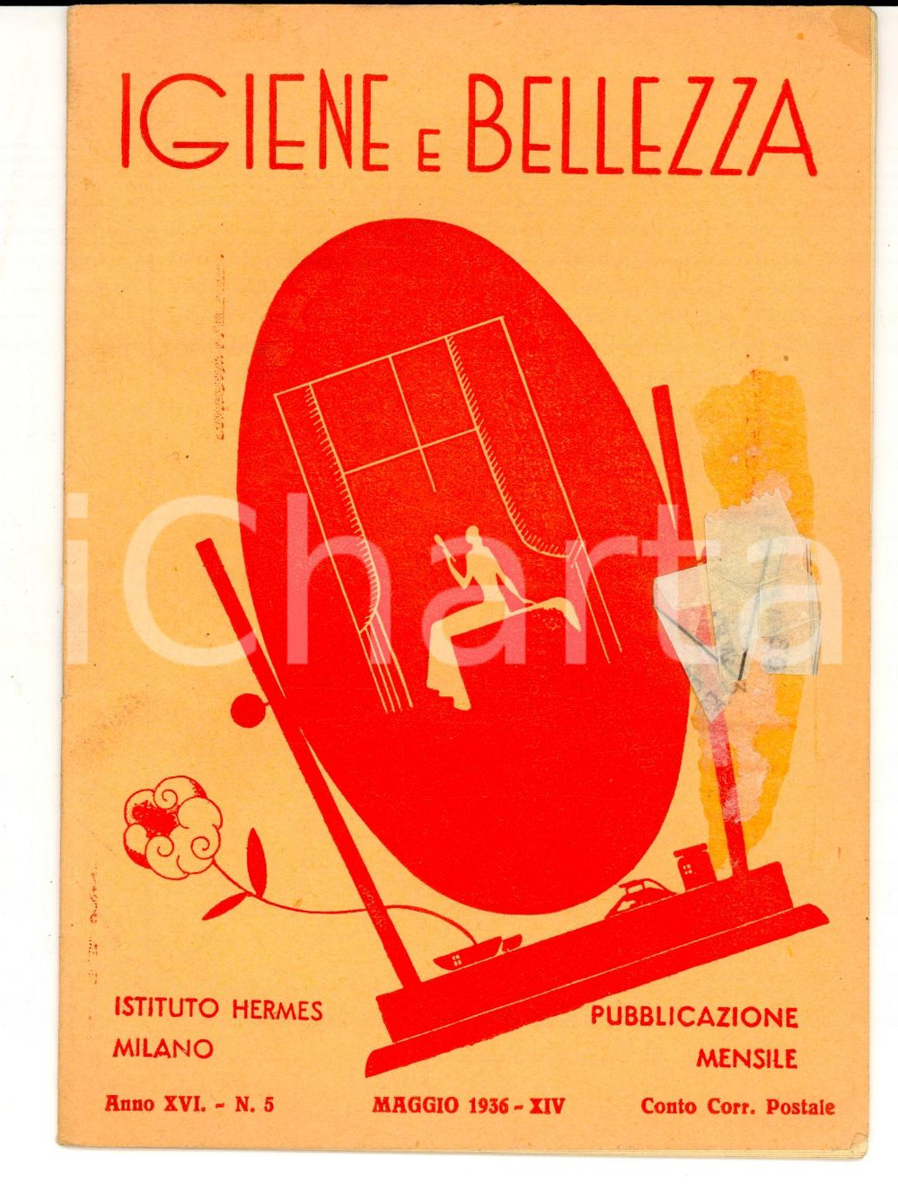 Giornale, rivista storica 1936 MILANO Istituto HERMES Igiene e bellezza Rivista Anno XVI n° 5 1