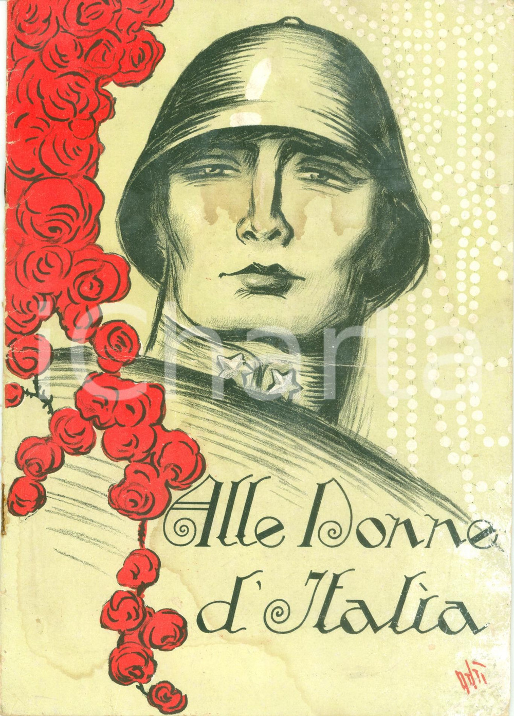 Documento originale, autentico 1918 WWI ALLE DONNE D ITALIA Consorzio Prestito Consolidato Facsimili AUTOGRAFI 1