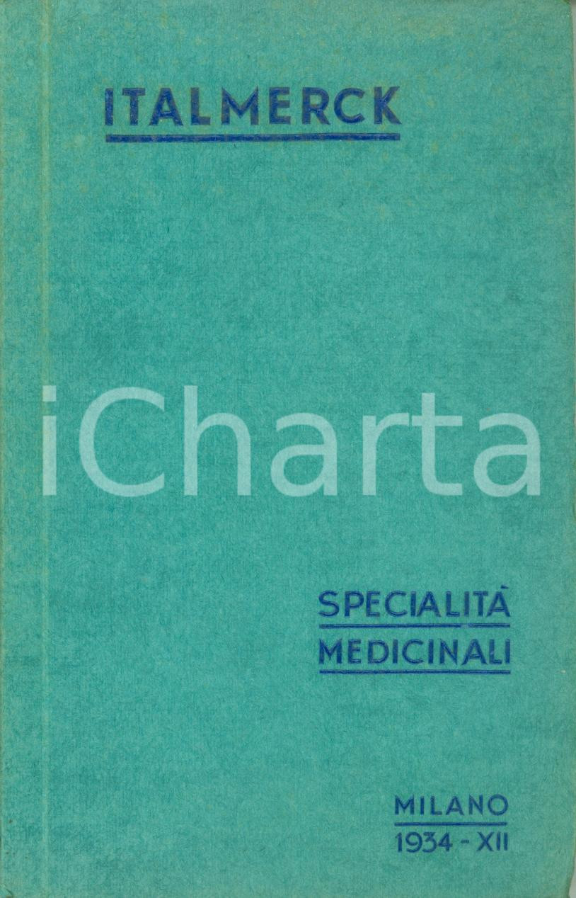 Materiale pubblicitario d’epoca 1934 MILANO Stabilimenti ITALMERCK Specialità medicinali CON TAVOLA 1