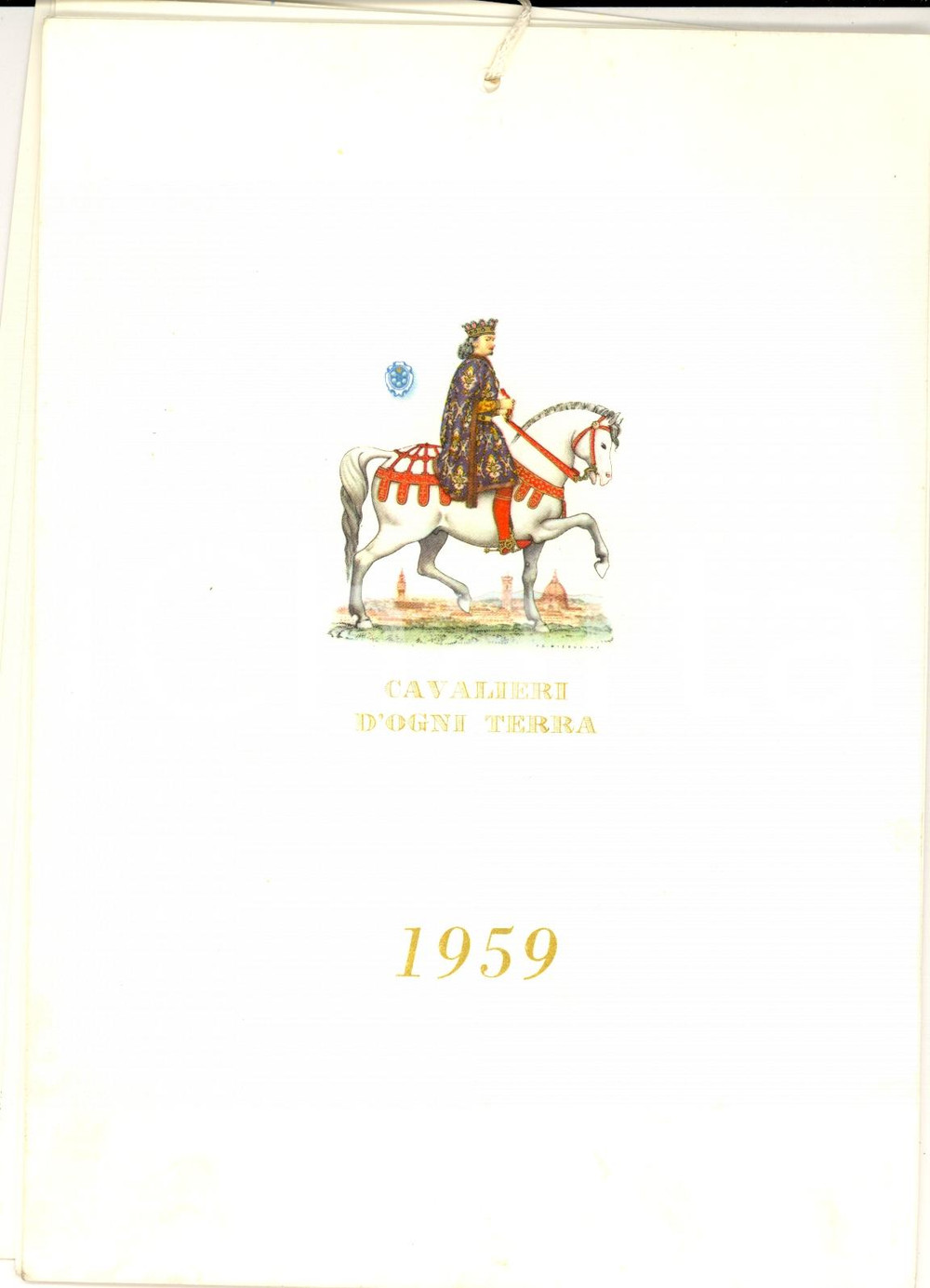 Oggetto da collezione cartaceo 1959 MILANO Casa MAMMA DOMENICA Calendario Cavalieri d ogni terra ILLUSTRATO 1
